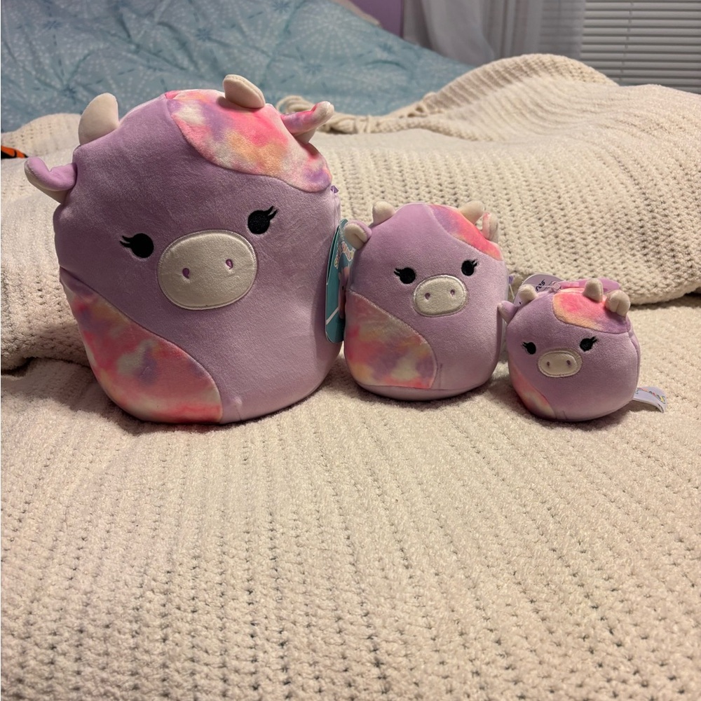 “Suri” Tie Dye Cow Squishmallow Trio